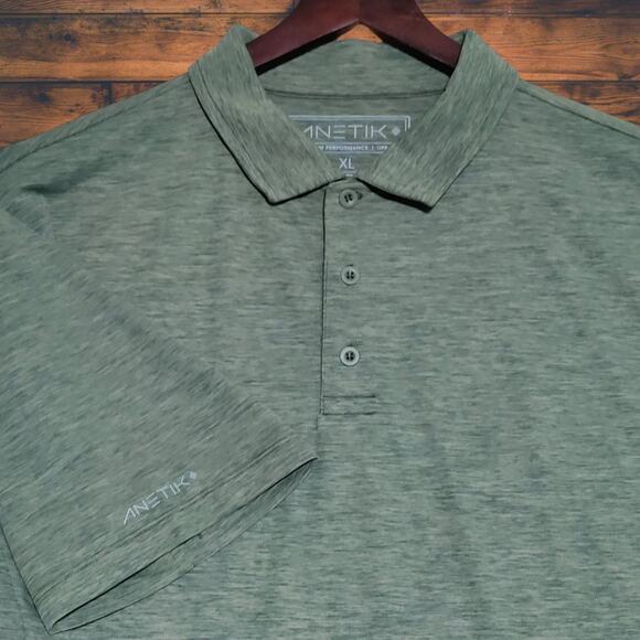 Anetik Polo Mens XL Green Premium Performance UPF 30+ Short Sleeve Shirt NWT - Picture 1 of 14